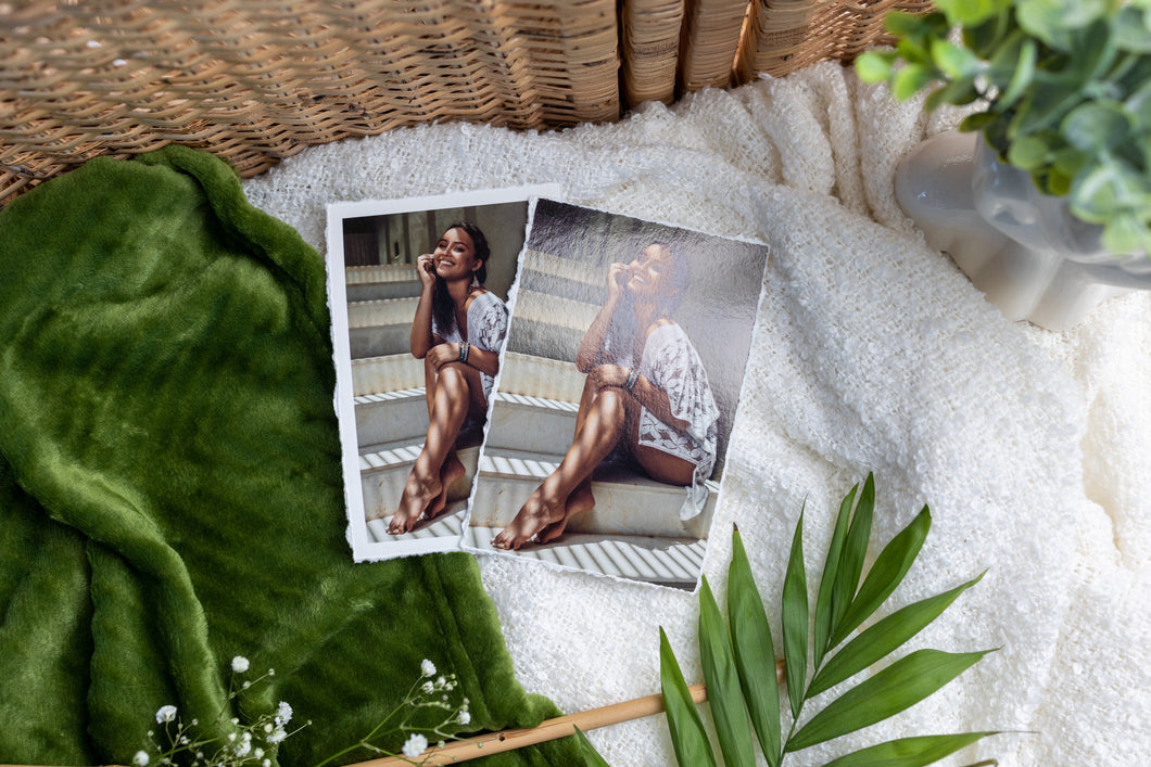 Hahnemühle Baryta Bamboo Fine Art Prints are available with optional white borders and in classic straight-cut or hand-torn deckled-edge styles.